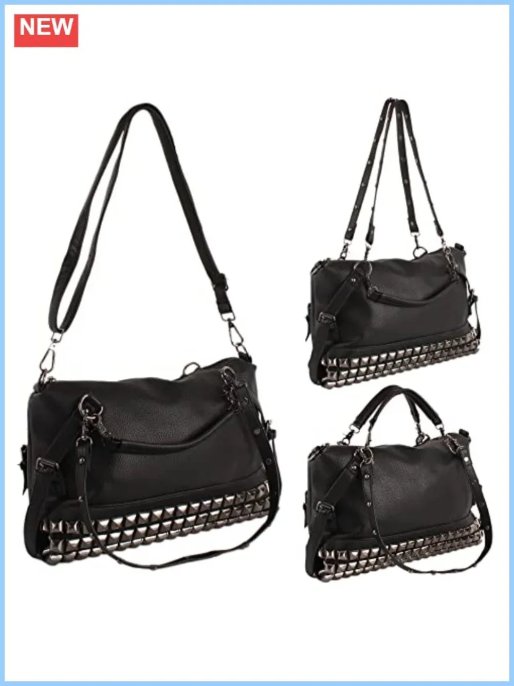 Faux Leather Hobo Handbag Large Crossbody Purse Rivet Top Handle Bag